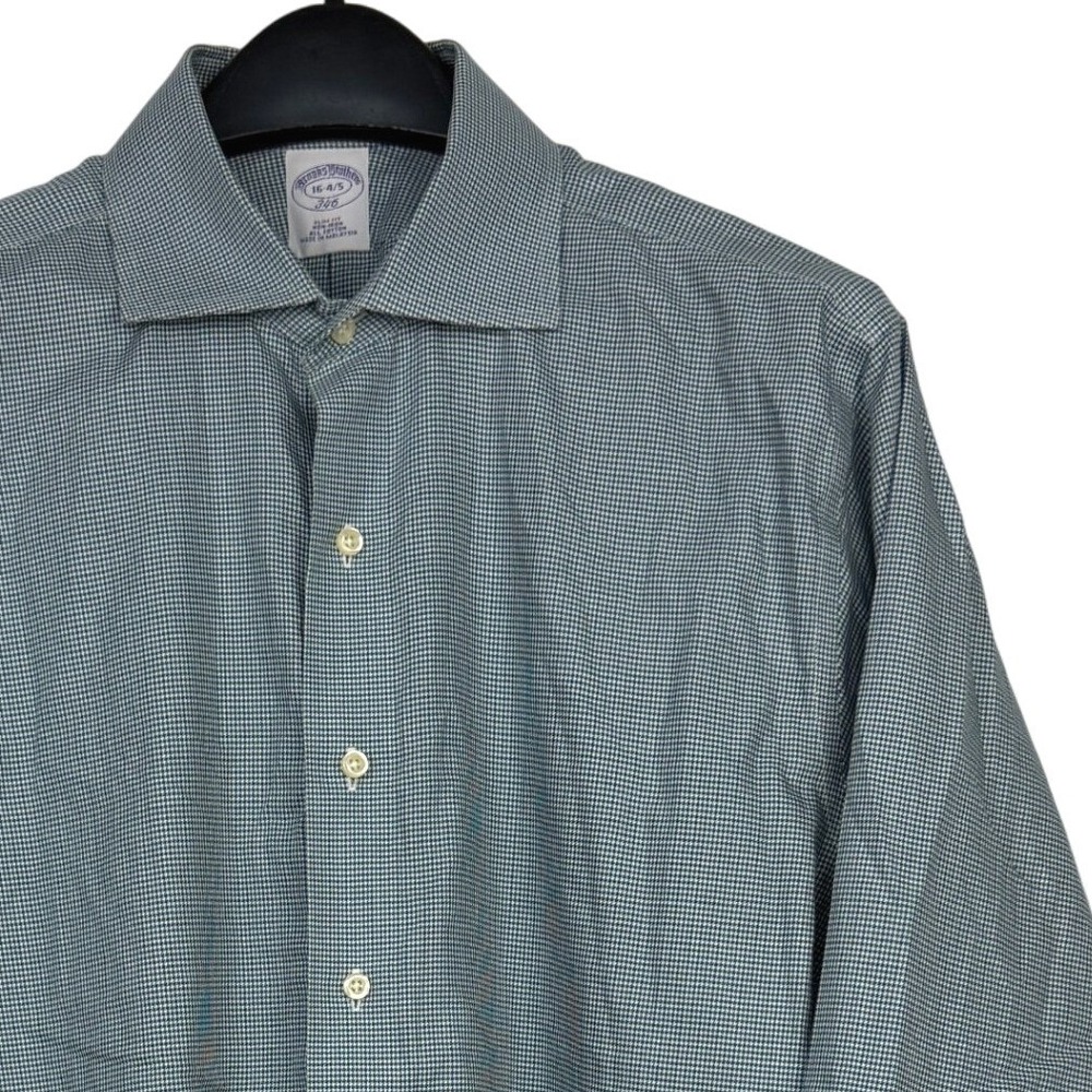 Brooks Brothers Dress Shirt Mens 16 34/35 Slim Cotton NON IRON Green Check